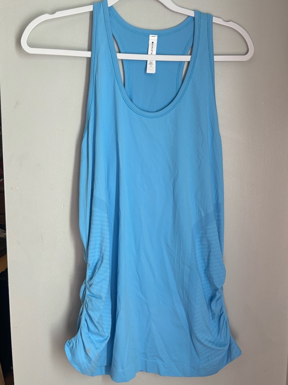 Athleta Fastest Track Racerback Tank Top Blue Size 1X Athleisure Ruched - Picture 2 of 6
